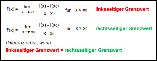 Linksseitiger/rechtsseitiger Grenzwert