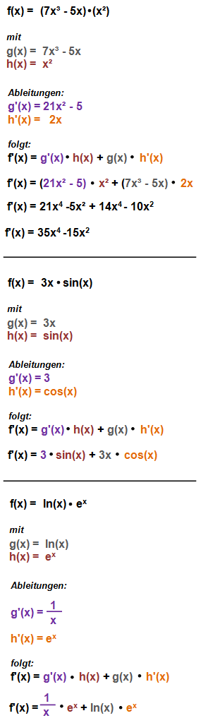 Produktregel Beispiele