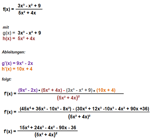 Quotientenregel Beispiel 1