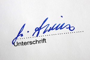 Unterschriebene Anmeldung